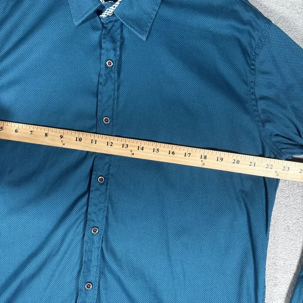 Buttercloth Shirt Long Sleeve Men's Size XL Blue Brick‎ Pattern Geometric Preppy
